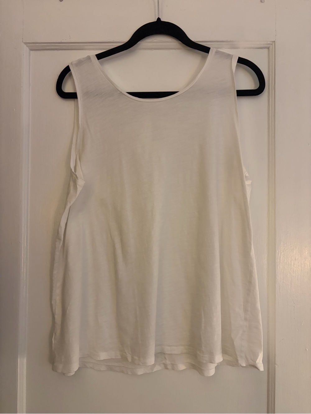 LOFT White Sleeveless Tank - Scoop Neck Layering Top with Knot Back L